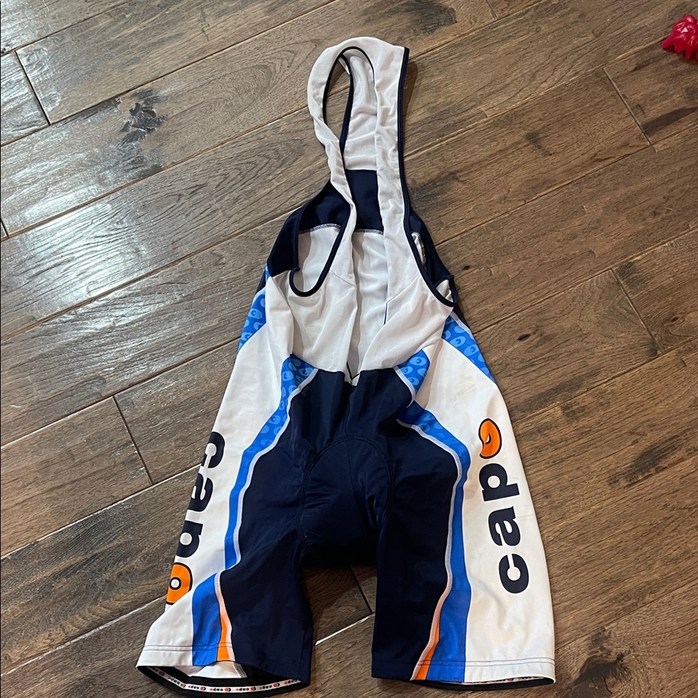 Capo Men's Cycling Bib Shorts - Navy and Orange